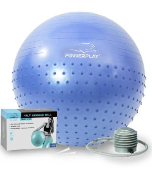 Мячи для фитнеса Power Play Мяч для фитнеса (65 см) фитбол полумассажный PowerPlay 4003 Синий + насос