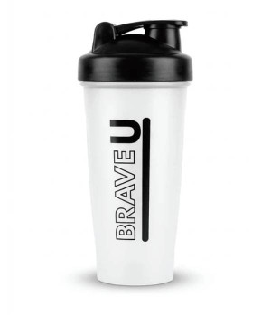 Шейкери BraveU BraveU Shaker 700 ml з металевою кулькою Прозорий із чорною кришкою